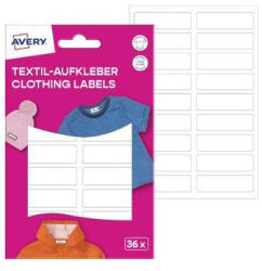 AVERY Etikett ruhacímke, 45 x 13 mm 36 címke/2 ív, Avery fehér - suplix