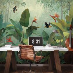 Dovido Tapet junglă tropicală cu păsări exotice - 98x66