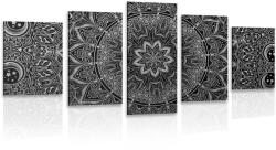 Dovido Tablou 5-piese Mandala orientală în design alb-negru - 150x75