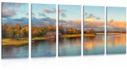Dovido Tablou 5-piese apus de soare deasupra lacului - 200x100 - dovido - 627,33 RON