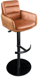 Invicta interior Scaun de bar BIG GEORGE cu cotiere, piele microfibra, culoare coniac, rotativ, inaltime reglabila (46177)