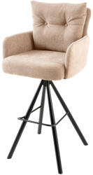 Invicta interior Scaun de bar BIG GEORGE cu cotiere, tesatura plata, catifea, bej sampanie, rotativ (44718)