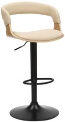 Invicta interior Scaun de bar MANHATTAN 81-110 cm rotativ din piele artificiala bej crem si aspect de lemn de stejar (47716)