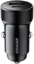ESSAGER ESSAGER® ES-CC24 PD 30W - încărcător auto din aluminiu. 1x port USB-A + 1x port USB Type-C de încărcare rapidă, cip inteligent - negru (6723000326A)
