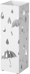 SONGMICS Suport pentru umbrele din metal alb, cu carlige si tava de picurare, 49 cm (EZ-LUC49W) Pantofar