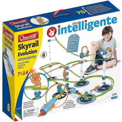 Quercetti Pista de bile Quercetti Skyrail Evolution, 6 metri pista, 174 piese, 10 bile incluse (040-6600)