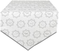 Clayre & Eef Catelusi fehér szürke pamut asztali futómű 50x160 cm (LGD65)