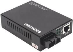 Intellinet Switch Intellinet Convertor media, Intellinet, PoE+ Gigabit 1000Base/T RJ45/1000Base/LX (SC) 20km, negru (508209)