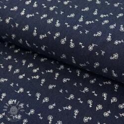  JEANS STRETCH Small retro flowers dark blue