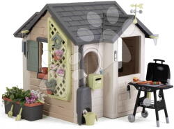 Smoby Căsuță Grădinarului cu cutie poștală lângă grătar Garden House Life Smoby cu jgheab, extensibilă, cu filtru UV de la 24 luni (SM810308-N) Casuta pentru copii