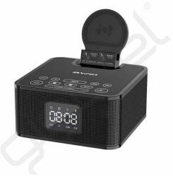 Awei Y332 bluetooth hordozható hangszóró (v5.0, 8000mAh akku, ébresztő, FM rádió, töltő állomás, LED kijelző) FEKETE kihangosító/hangszóró
