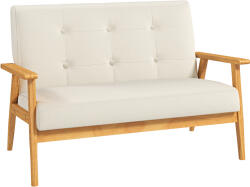 HOMCOM Canapea 3 locuri 115 cm canapea scandinavă cu spătar capitonat, șezut căptușit și cotiere, bej | Aosom Romania (833-913V02BG) Canapea