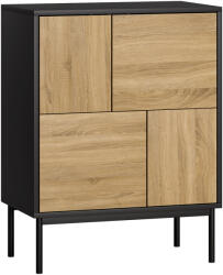 HOMCOM Bufet living mobilier de depozitare dulap de bucătărie uși cu deschidere prin apăsare și 4 compartimente stil modern 60 x 35 x 78 cm, negru | Aosom Romania (83B-524V00BK) Bufet
