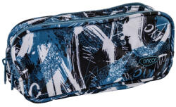 DACO Penar etui cu 2 fermoare Daco PE704, Albastru cu imprimeu abstract alb-negru (PE704) Penar