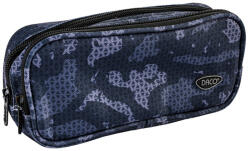 DACO Penar etui cu 2 fermoare Daco PE706, Gri inchis cu imprimeu discret (PE706) Penar
