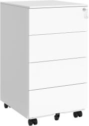 Brius Dulap mobil rollbox pentru dosare, din otel, 4 sertare, incuietoare, roti blocabile, 39x45x69 cm, alb (EZ-OFC064W14)