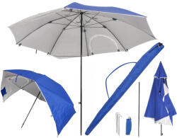 Brius Umbrela de plaja tip cort 2 in 1 cu paravan lateral, ventilatie si protectie UV, diametru 213 cm, albastru (KX5437_1)