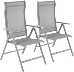 Brius Set 2 scaune gradina pliabile cu spatar reglabil 8 pozitii, 150 kg, 56x70x106 cm, gri (EZ-GCB29GY)