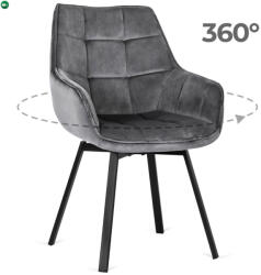 Mebel Elite Forgó szék szürke színben, bársony kárpittal. LUNA
