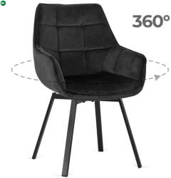 Mebel Elite Forgó szék fekete színben, bársony kárpittal, LUNA