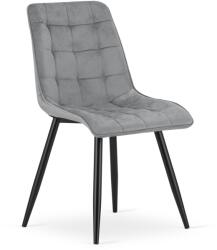  Scaun de masa SPLIT VELVET cu picioare negre, gri deschis