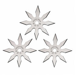 Depox Set trei stele de aruncat, 8 colturi, otel inoxidabil, 10 cm , argintiu (0538)