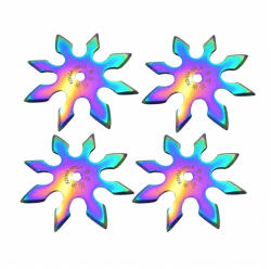 Depox Set patru stele de aruncat DEPOX®, 8 colturi, metalic, multicolor, 10 cm (0534)