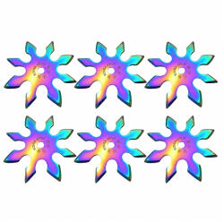 Depox Set sase stele de aruncat DEPOX®, 8 colturi, metalic, multicolor, 10 cm (0536)