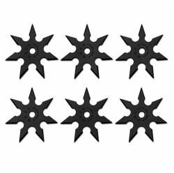 Depox Set sase stele de aruncat DEPOX®, 7 colturi, metalic, negru, 9.5 cm (0526)