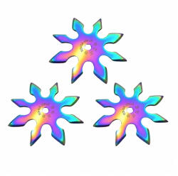 Depox Set trei stele de aruncat DEPOX®, 8 colturi, metalic, multicolor, 10 cm (0533)