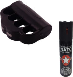 DEPOX Set autoaparare, electrosoc tip pumnal si spray paralizant, DEPOX®, 110 V, negru, 60 ml (0651)
