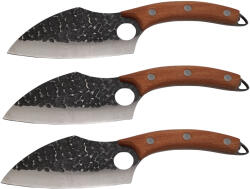 DEPOX Set trei cutite macelarie DEPOX®, lucrate manual, 27 cm, otel inoxidabil, maner lemn, husa piele (0628)