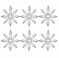 Depox Set sase stele de aruncat, 8 colturi, otel inoxidabil, 10 cm, argintiu (0541)