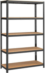 SONGMICS Polcos állvány, 175kg polconkénti teherbírással, fekete 200x120x60cm