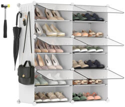 SONGMICS Cipőtároló doboz 6 rekeszes tárolódoboz, fehér 82x32x92cm