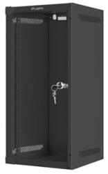 Lanberg 10" fali rack szekrény 12U/280X310, üvegajtó, lapraszerelt, fekete