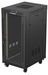 Lanberg 19" szabadon álló rack szekrény 24U/600X800 üvegajtó, lapraszerelt, LCD kijelző, fekete V2 (FF01-6824-12BL) - 3bnetwork