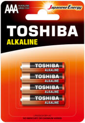 Toshiba RED ALKALINE LR03 AAA 1, 5 V alkáli elemek buborékcsomagolás 4 darab (TOSBAT0210)