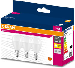OSRAM 3PAK LED izzó E14 P45 7W = 60W 806lm 2700K Meleg 200° OSRAM ÉRTÉK (4058075476264)