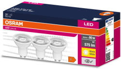 OSRAM 3PAK LED izzó GU10 6.9W = 80W 575lm 2700K meleg 36° OSRAM ÉRTÉK (4058075497627)