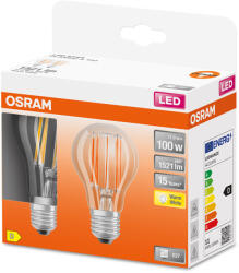 OSRAM 2db LED izzó E27 A60 11W = 100W 1521lm 2700K 300° Izzószál OSRAM STAR (4058075330474)