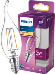 Philips LED izzó E14 BA35 2W = 25W 250lm 2700K meleg izzószál PHILIPS (8718699763190)