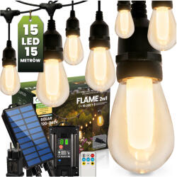 Lumileds Kerti napelemes fényfüzér 15x LED lánghatású dekorlámpákkal 15m 1800K meleg fehér FLAME LUMILED (LUMSOL0510)