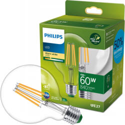 Philips LED Globe izzó E27 210lm/W G95 4W = 60W 840lm 2700K meleg izzószál PHILIPS Ultra Hatékony (8720169202702)