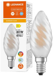 OSRAM LED gyertyakörte E14 BW40 3.4W = 40W 470lm 4000K semleges 300° CRI90 izzószálas Tejszerű fényerőszabályzó LEDVANCE Superior (4058075758421)