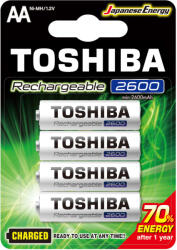 Toshiba Újratölthető akkumulátorok TOSHIBA HASZNÁLATRA KÉSZ AA 1, 2V 2600MAH buborékfólia 4 db (TOSBAT0420)