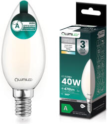 Lumileds LED izzó E14 gyertya B35 2.2W 470lm = 40W 4000K semleges izzószálas 360° A osztályú LUMILED (LUMLEDG0714)