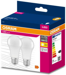 OSRAM 2PAK LED izzó E27 A60 10W = 75W 1055lm 3000K meleg 200° OSRAM ÉRTÉK (4058075630277)
