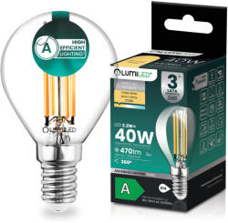 Lumileds LED izzó E14 gömb alakú P45 2.2W 470lm = 40W 2700K 360° Meleg izzószálas A osztályú LUMILED (LUMLEDH0312)