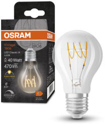 OSRAM LED dekoratív izzó A60 E27 4, 8 W = 40 W 470 lm 2700 K Meleg 320° Izzószálas, szabályozható fényerővel, Vintage 1906 Osram (4099854075643)